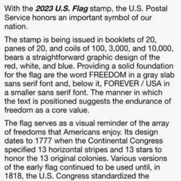USPS Office Forever Stamps 223 Freedom Flag Roll Of 00 First Class